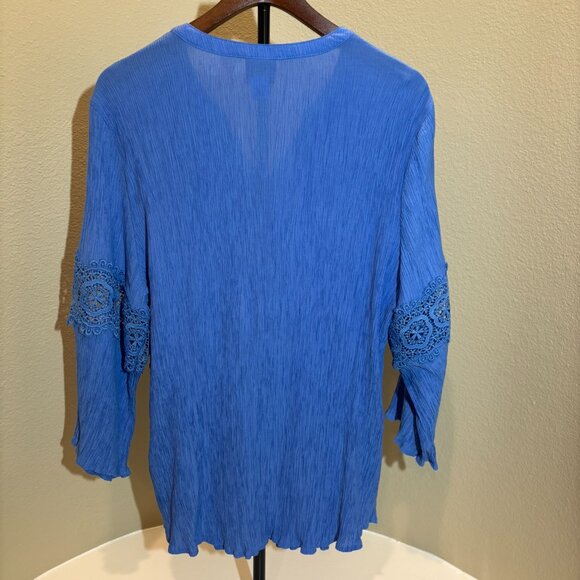 💙 Ruby Rd. Women Turquoise Tunic Boho Chic Meets Effortless Comfort - Picture 4 of 12
